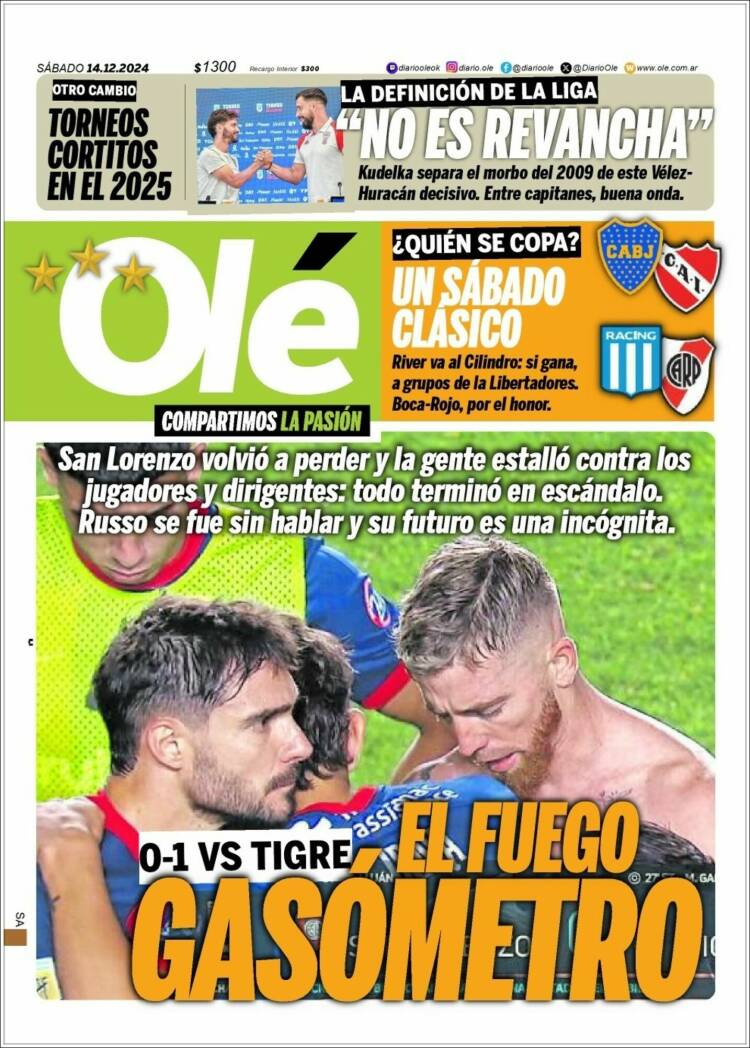 Portada de Olé (Argentina)