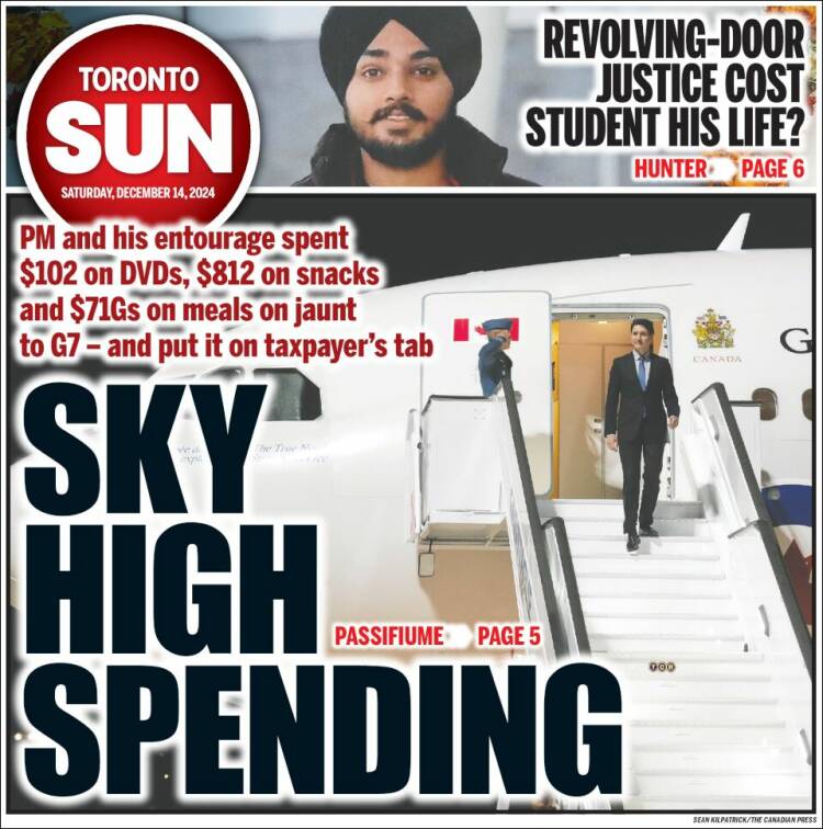 Portada de The Toronto Sun (Canadá)