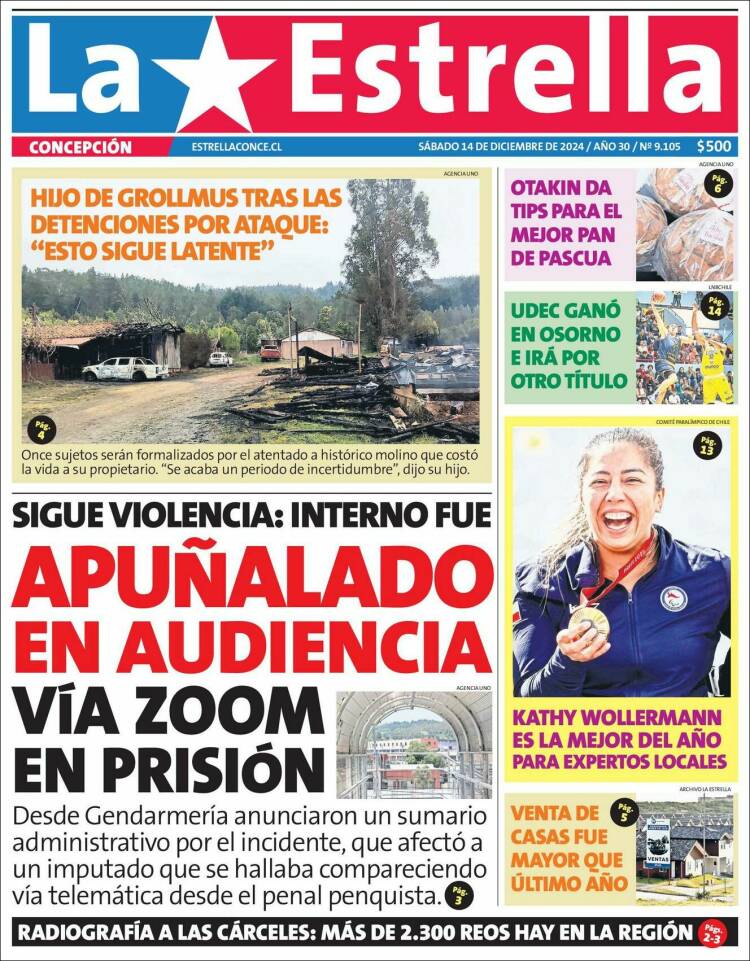 Portada de La Estrella de Concepción (Chile)
