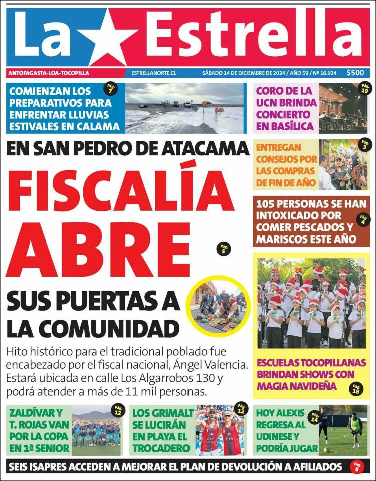 Portada de La Estrella de Tocopilla (Chile)