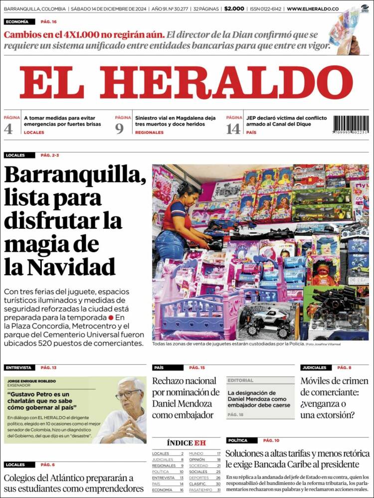 Portada de El Heraldo (Colombia)