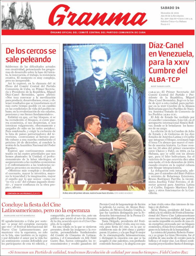 Portada de Granma (Cuba)