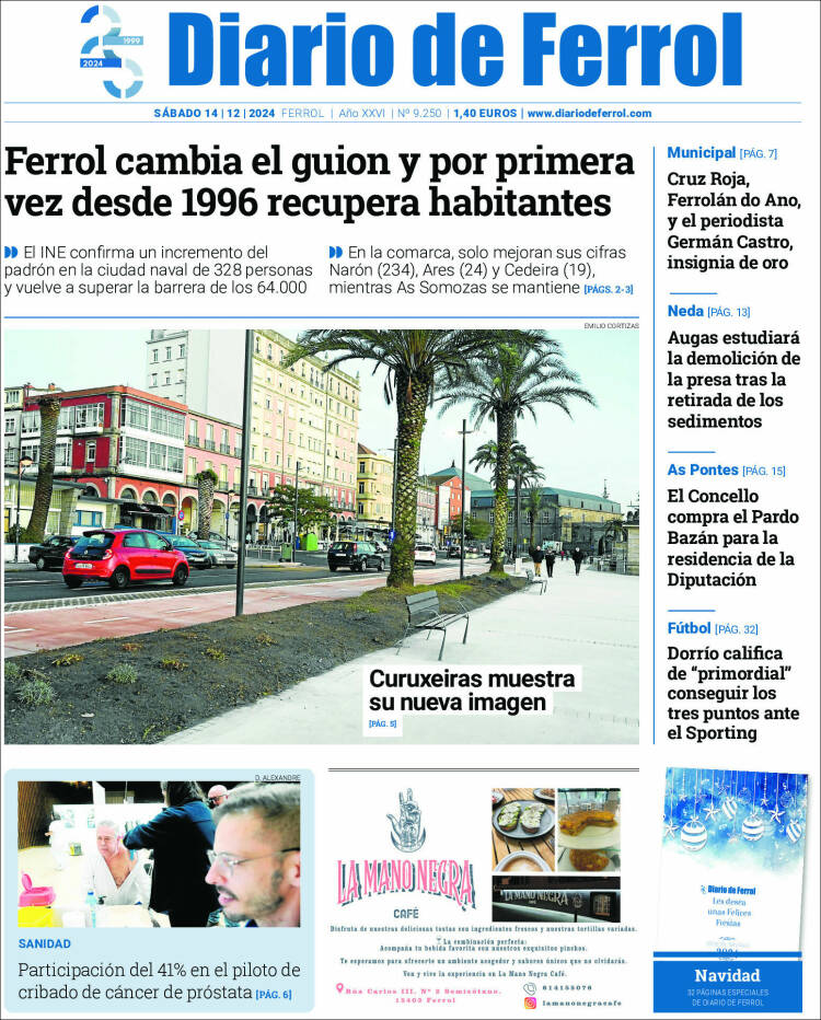 Portada de Diario de Ferrol (España)