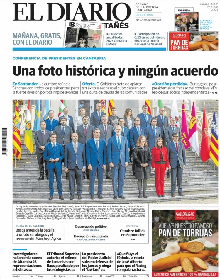 Portada de El Diario Montañés (España)
