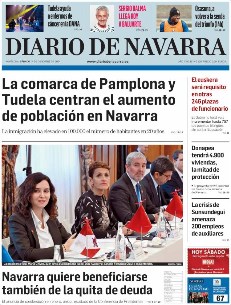 Portada de Diario de Navarra (España)