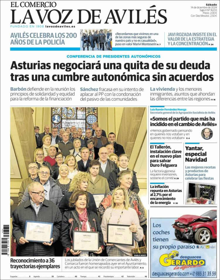 Portada de El Comercio - Avilés (España)