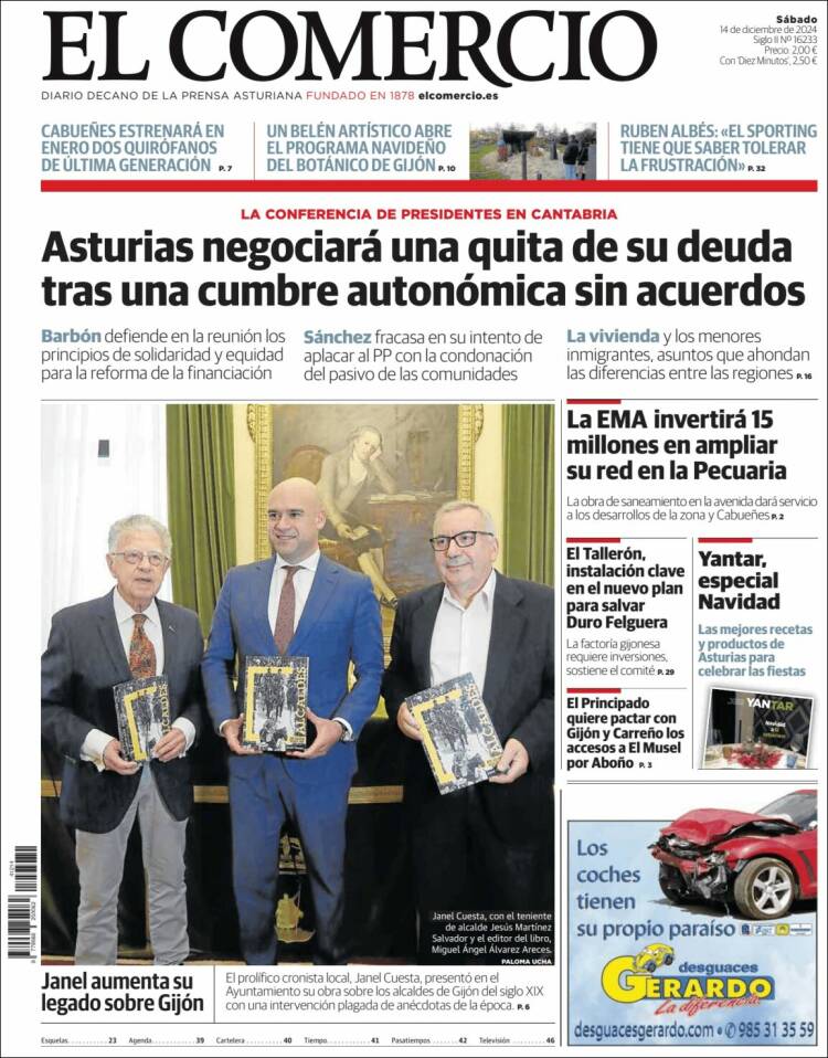 Portada de El Comercio - Gijón (España)