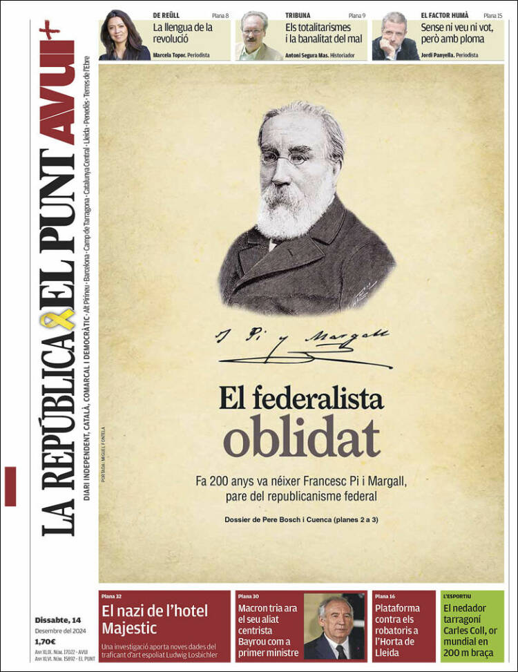 Portada de El Punt Avui (España)
