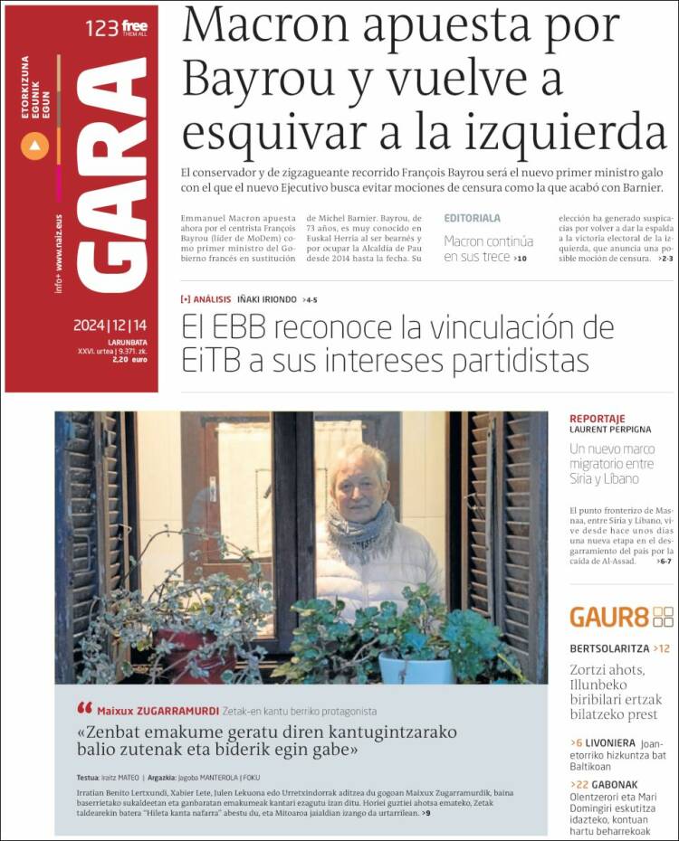 Portada de Gara (España)