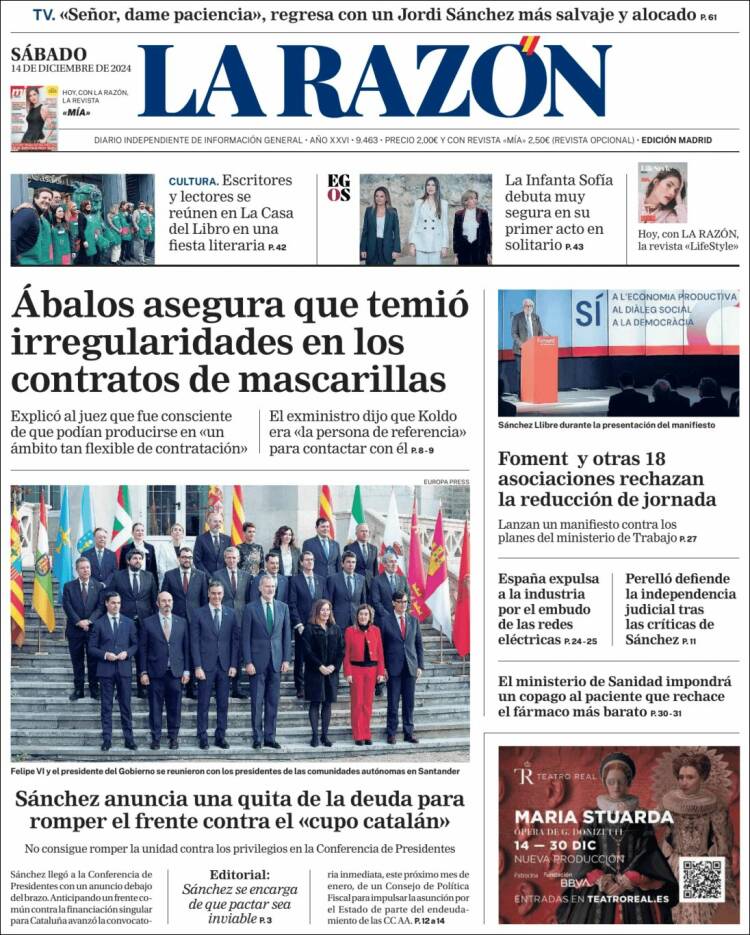Portada de La Razón (España)