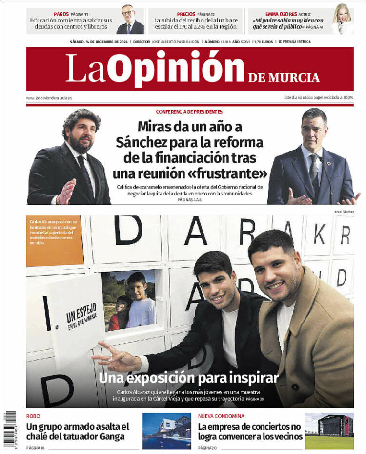 Portada de La Opinión de Murcia (España)