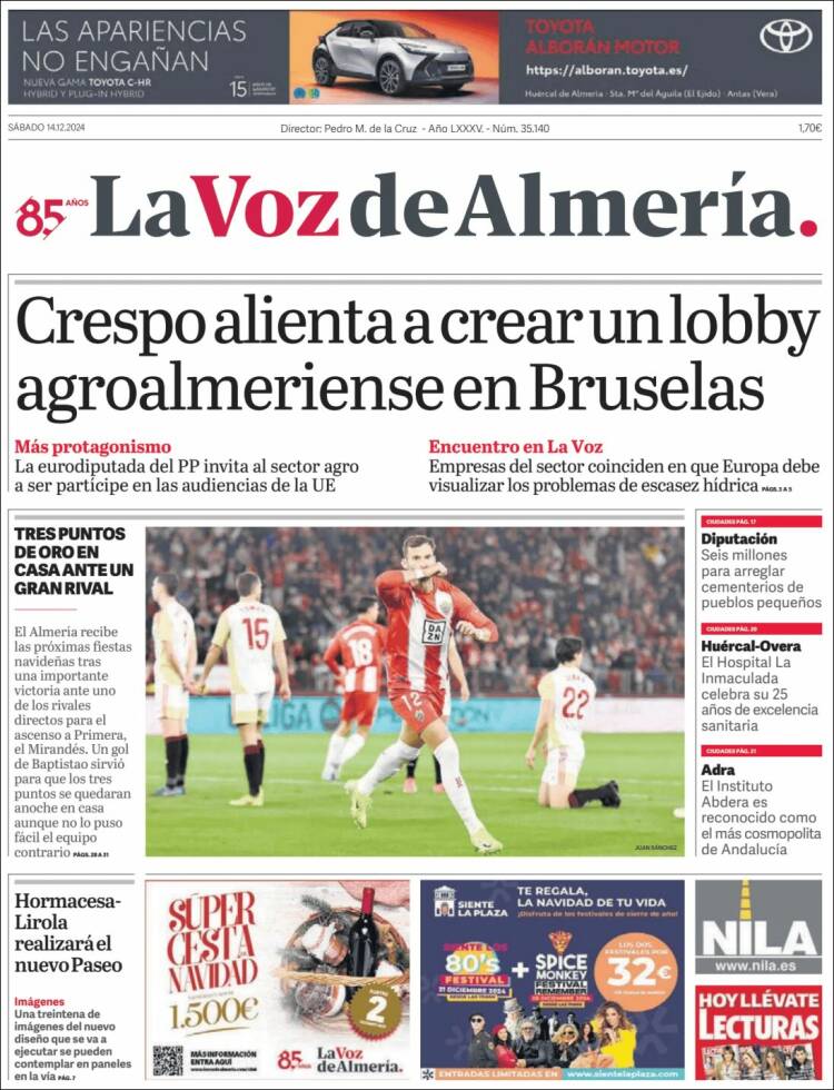 Portada de La Voz de Almería (España)