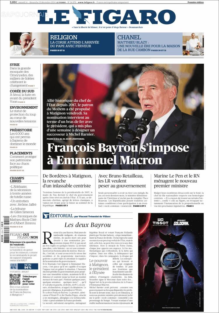 Portada de Le Figaro (Francia)