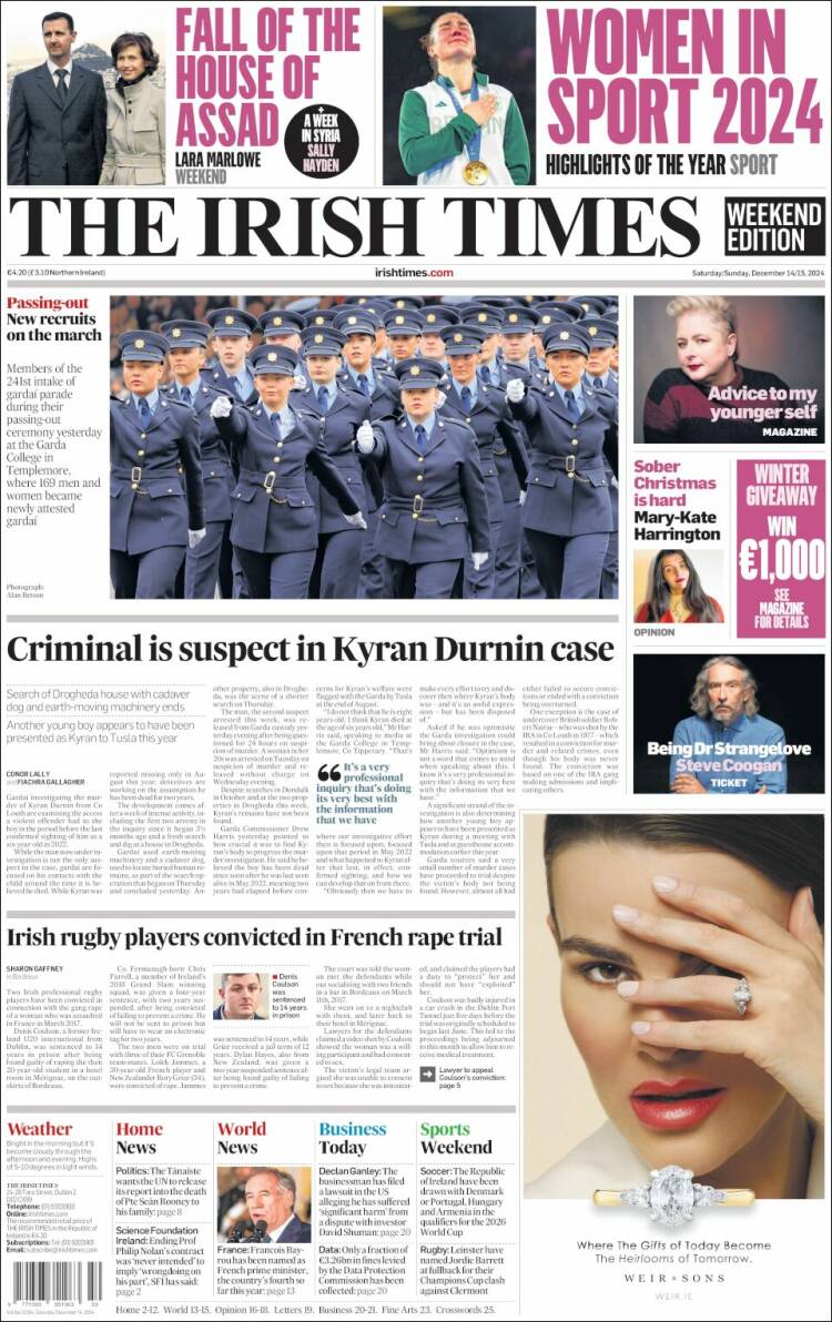 Portada de Irish Times (Irlanda)