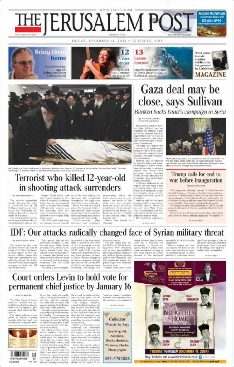 Portada de The Jerusalem Post (Israel)