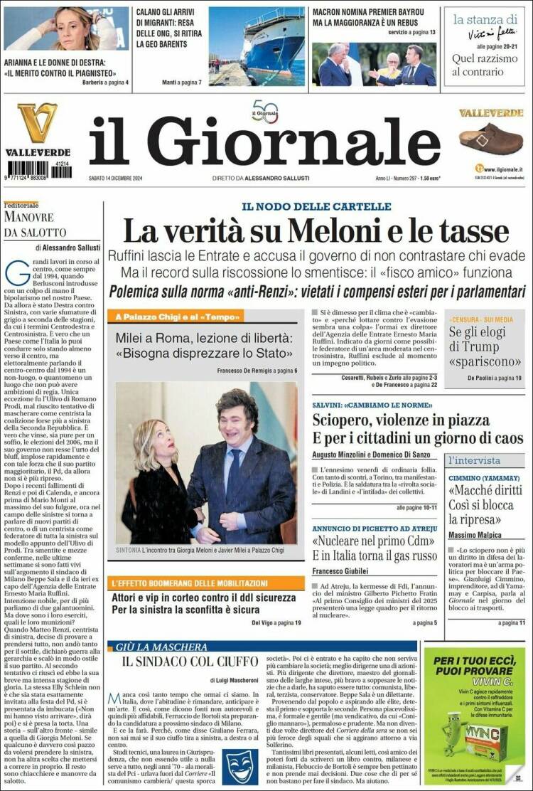 Portada de il Giornale (Italia)