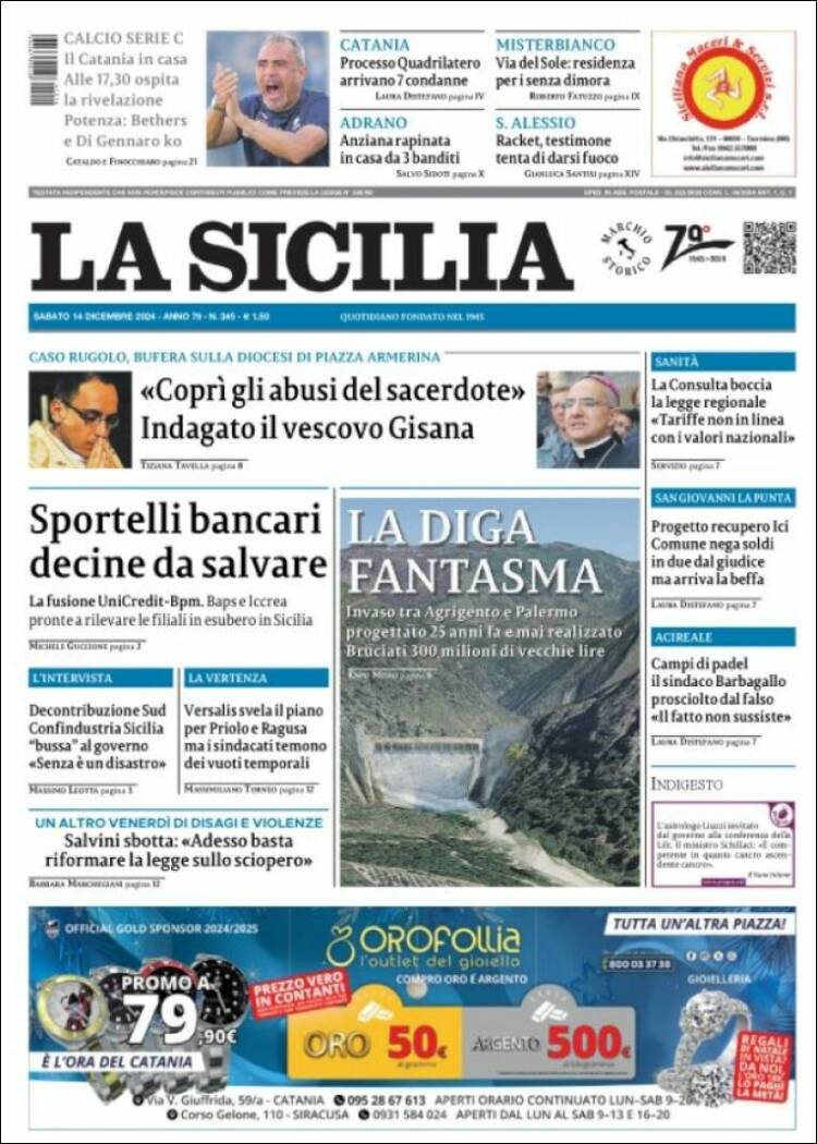 Portada de La Sicilia (Italia)