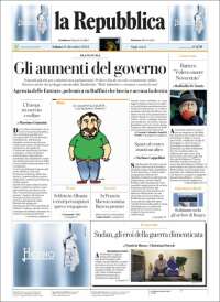 Portada de La Repubblica (Italia)