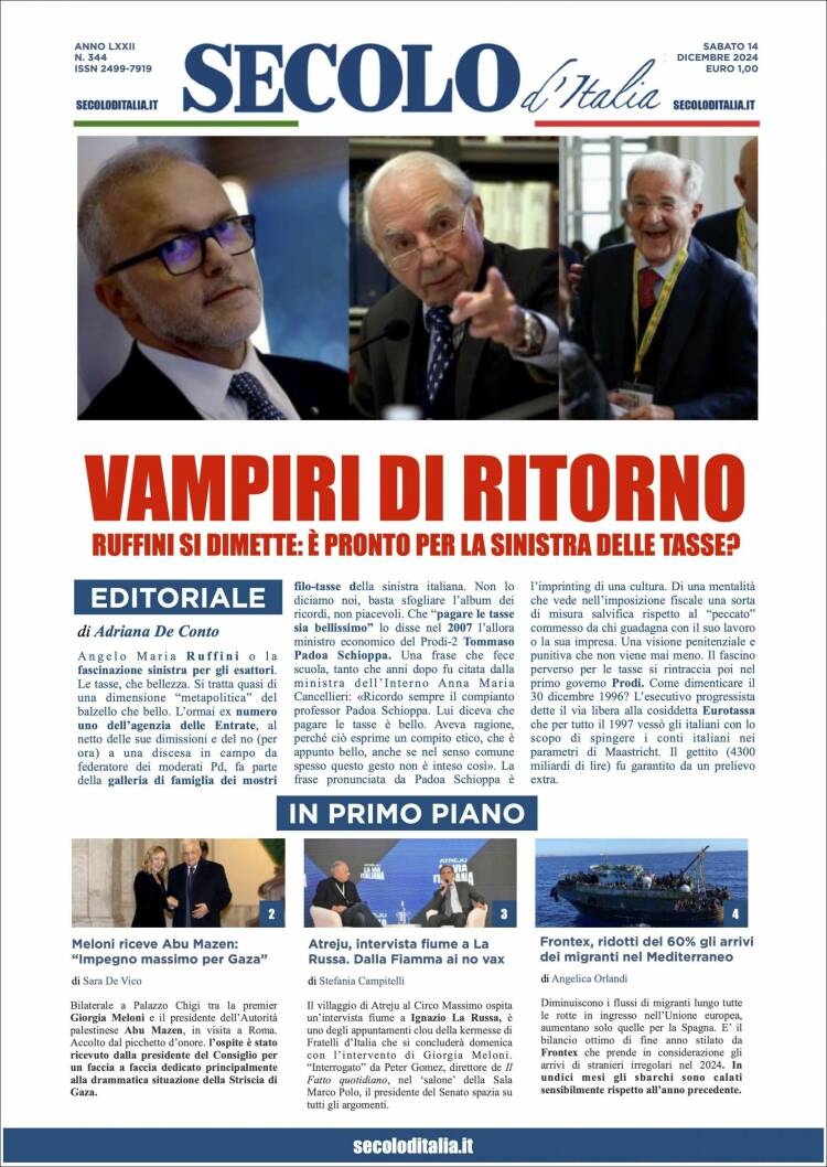 Portada de Secolo d'Italia (Italia)