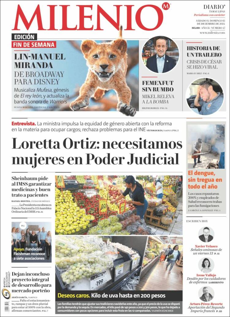 Portada de Milenio - Tamaulipas (México)