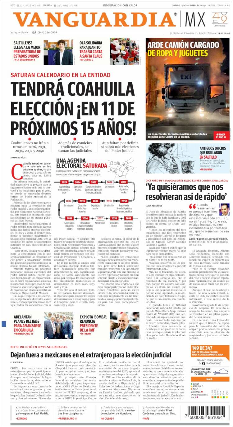 Portada de Vanguardia (México)