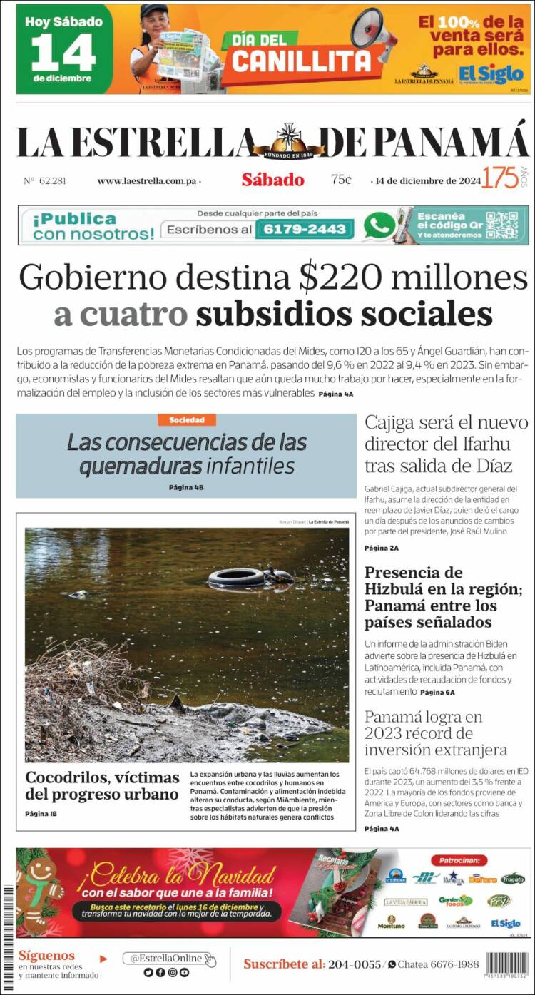 Portada de La Estrella de Panamá (Panam&aacute;)