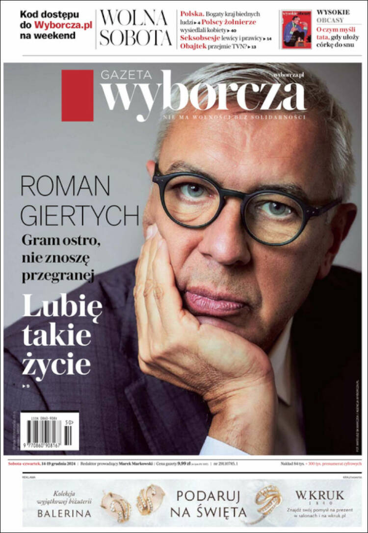 Portada de Gazeta Wyborcza (Polonia)