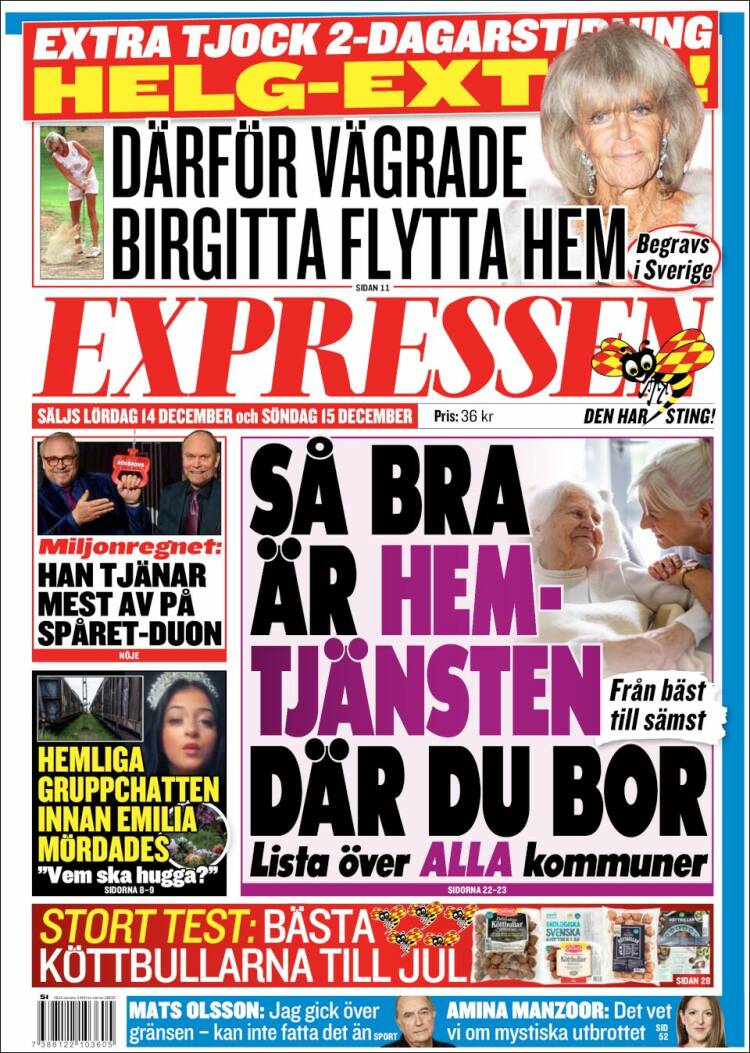 Portada de Expressen (Suecia)
