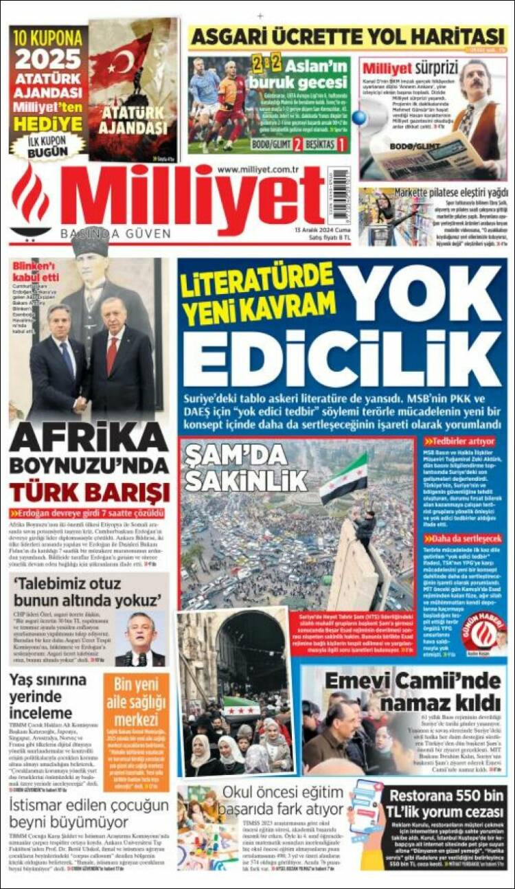 Portada de Milliyet (Turqu&iacute;a)