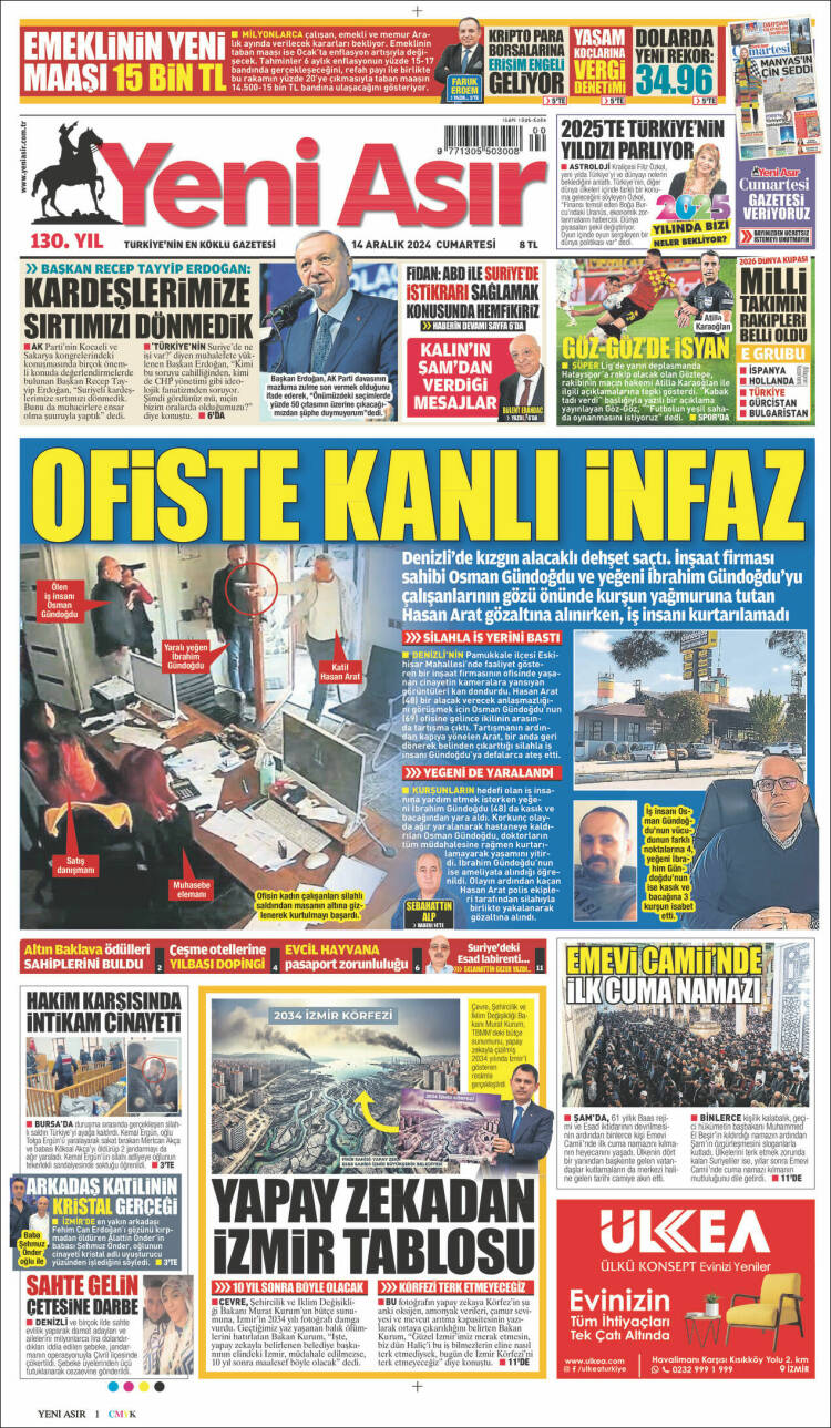 Portada de Yeni Asır (Turqu&iacute;a)