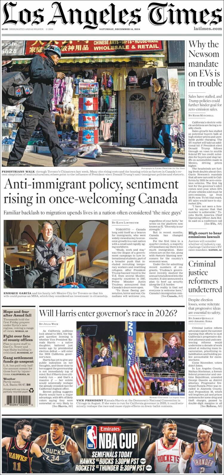 Portada de Los Angeles Times (USA)