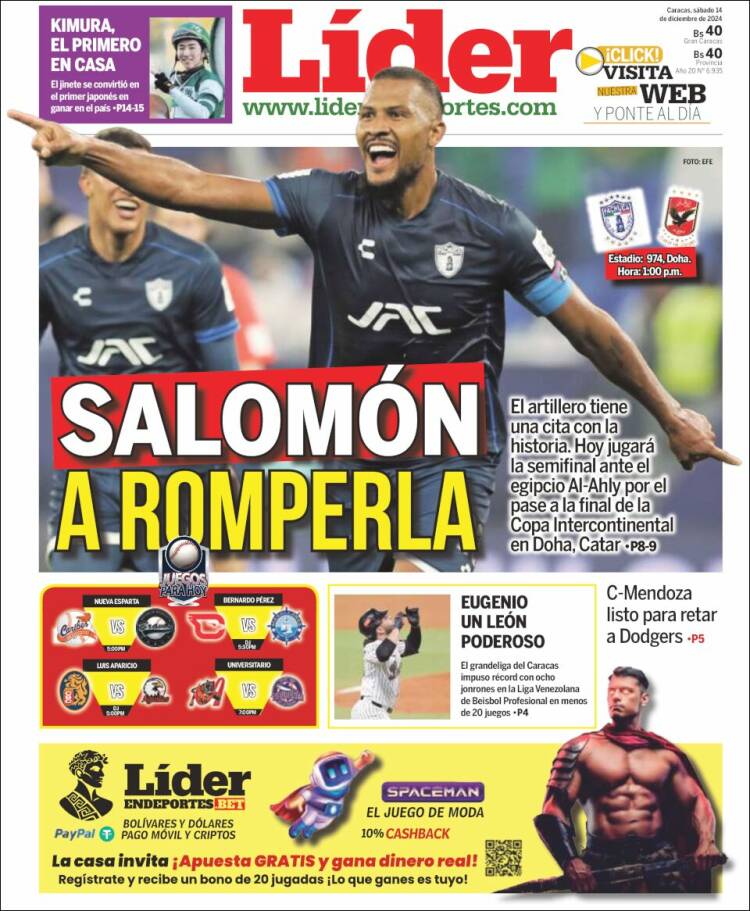 Portada de Lider en deportes (Venezuela)