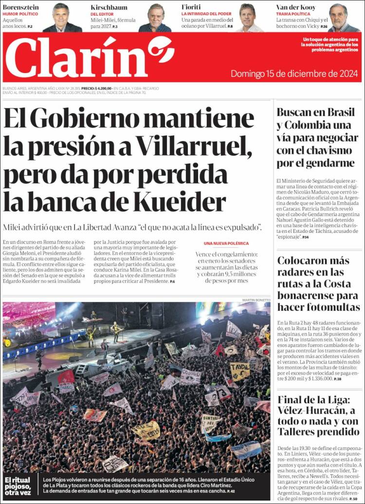 Portada de Clarín (Argentina)