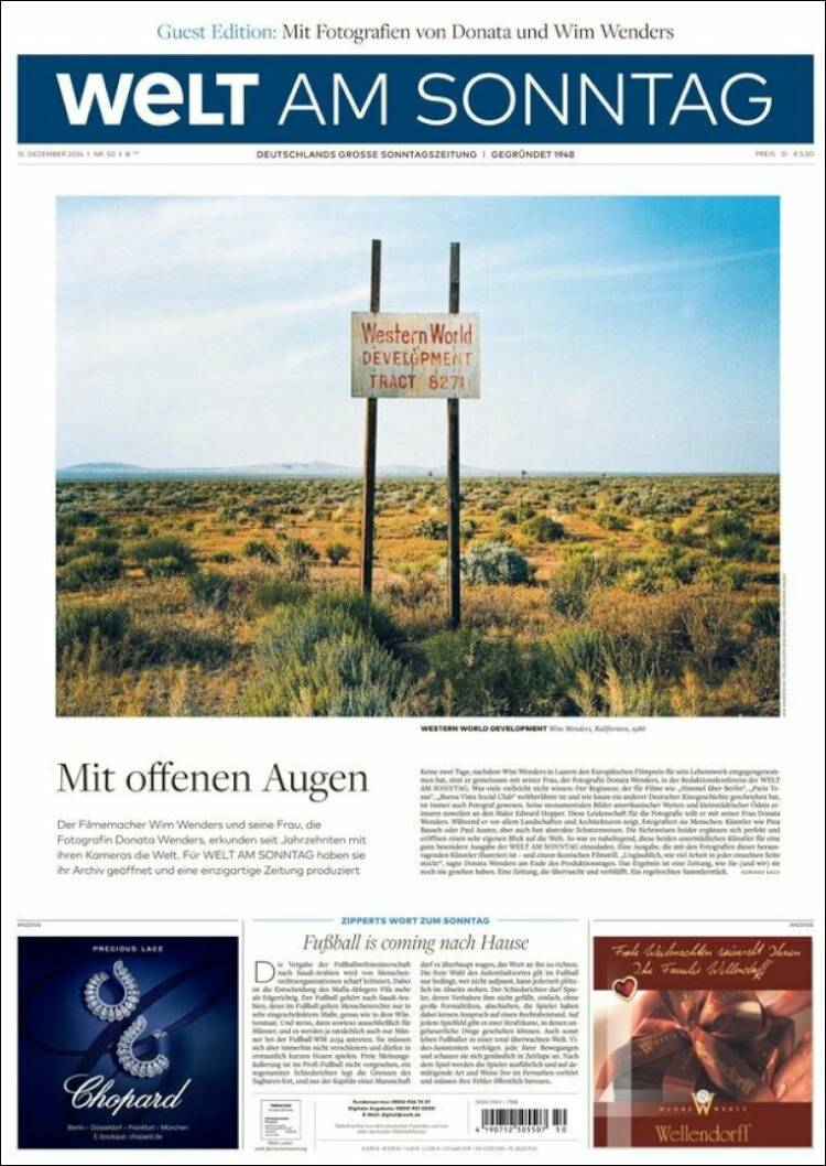 Portada de Die Welt (Alemania)