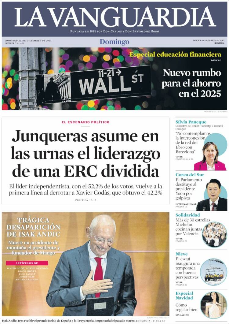 Portada de La Vanguardia (España)