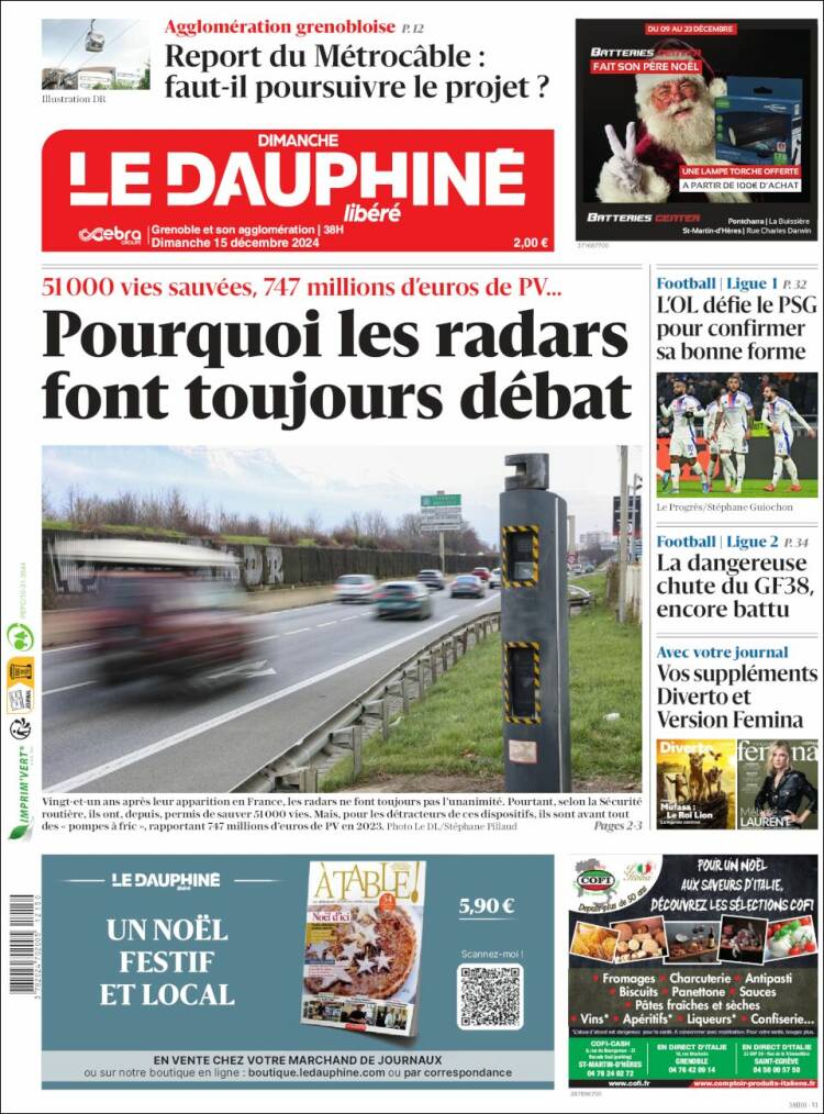 Portada de Le Dauphiné Libéré (Francia)