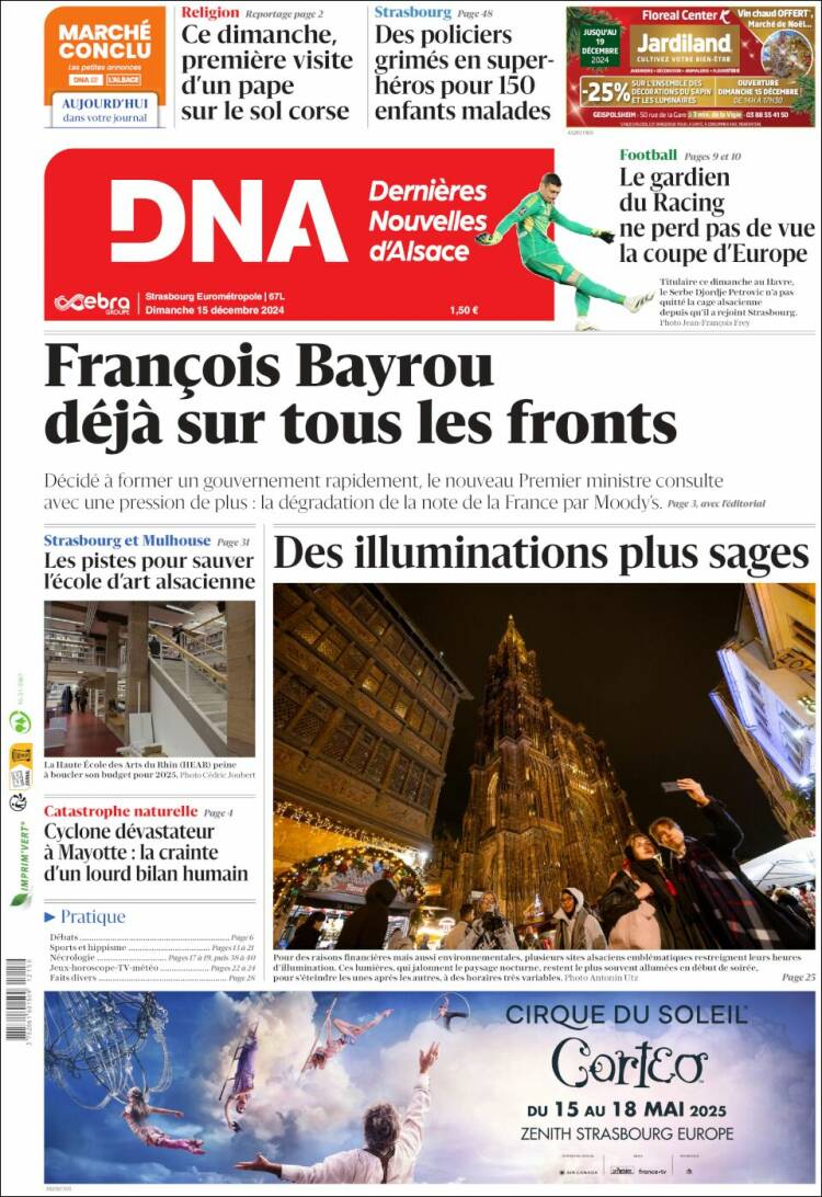 Portada de Les Dernières Nouvelles d'Alsace (Francia)