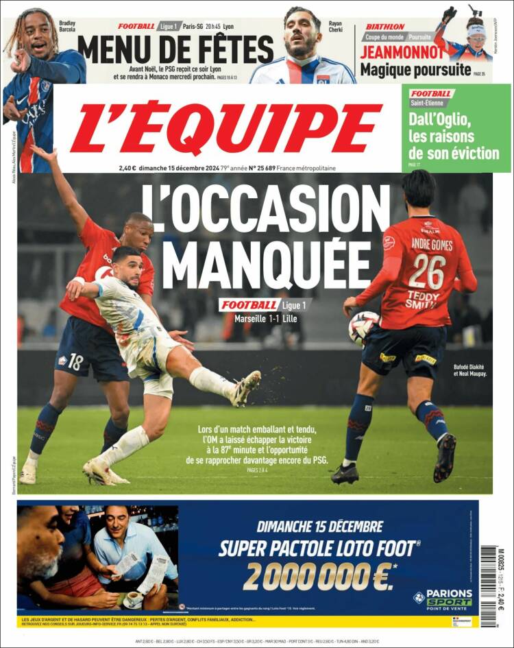 Portada de L'Equipe (Francia)