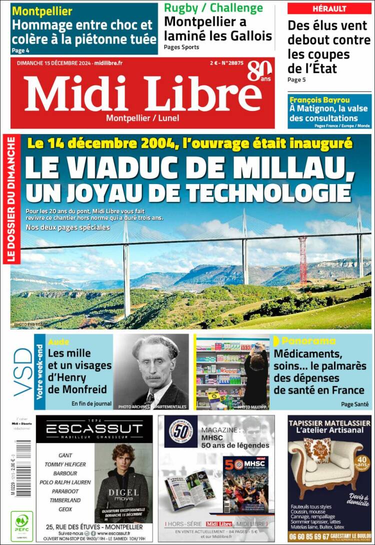 Portada de Midi Libre (Francia)