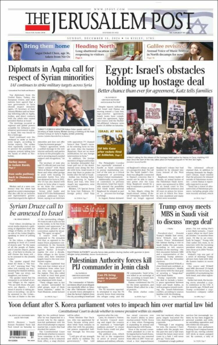 Portada de The Jerusalem Post (Israel)