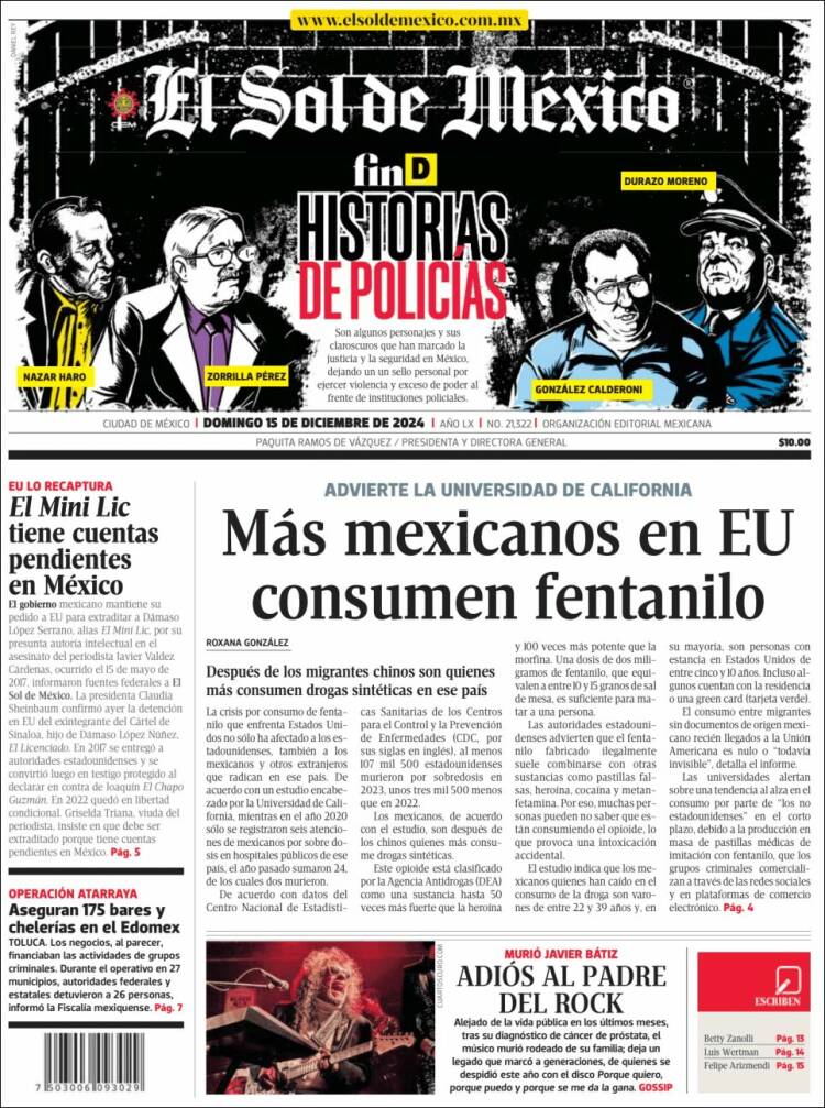 Portada de El Sol de México (México)