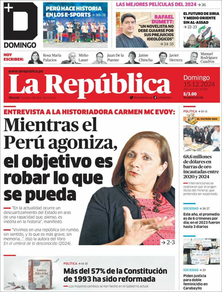 Portada de La Republica (Per&uacute;)