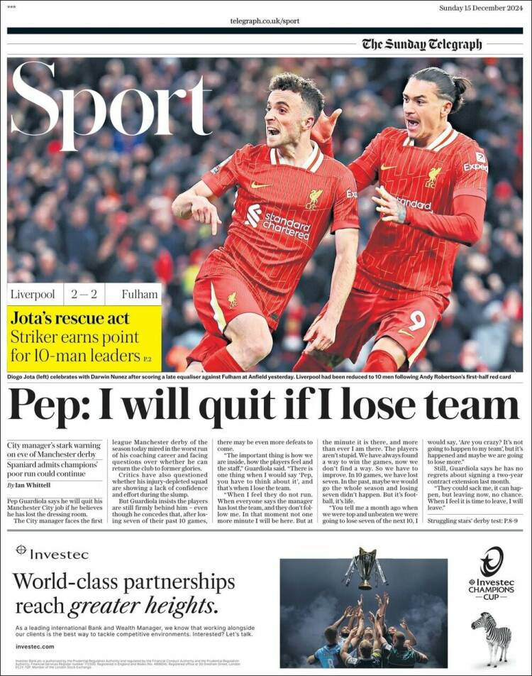 Portada de Telegraph Sport (United Kingdom)