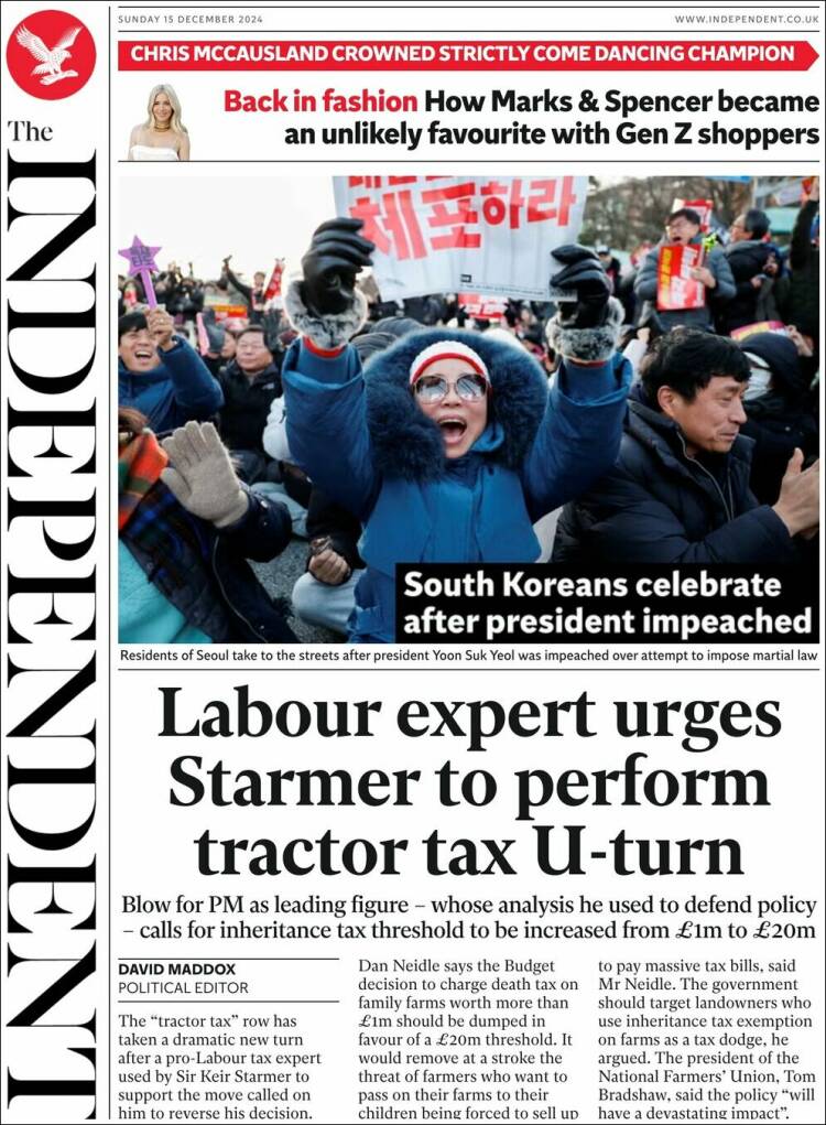 Portada de The Independent (Reino Unido)