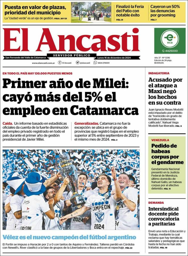 Portada de El Ancasti (Argentina)