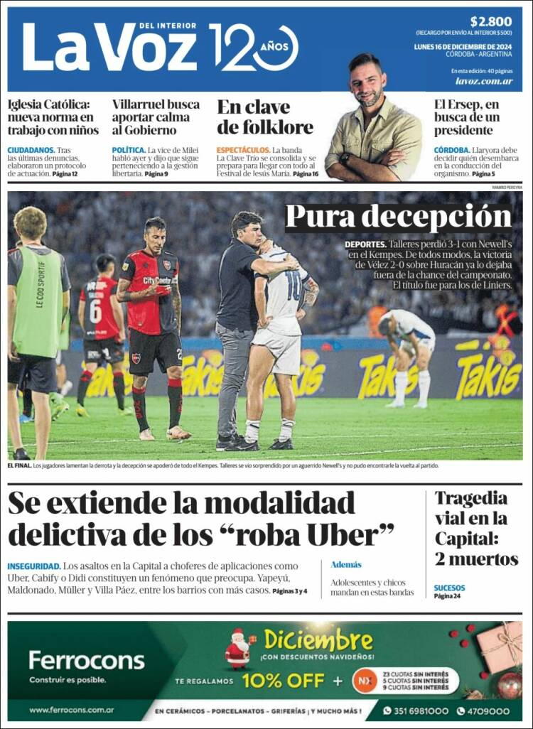 Portada de La Voz del Interior (Argentina)