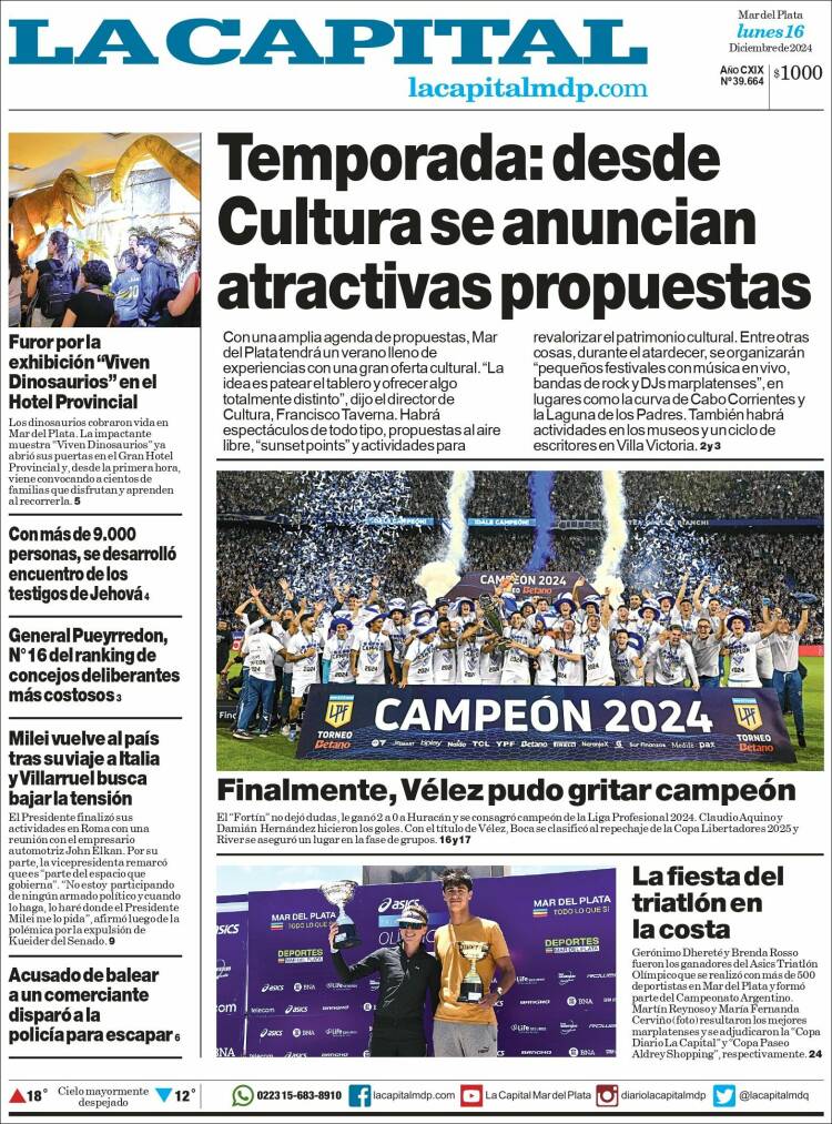 Portada de Diario La Capital - Mar del Plata (Argentina)