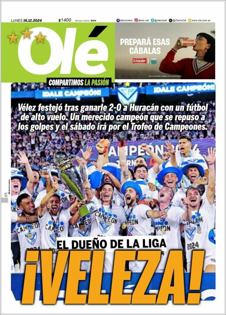 Portada de Olé (Argentina)