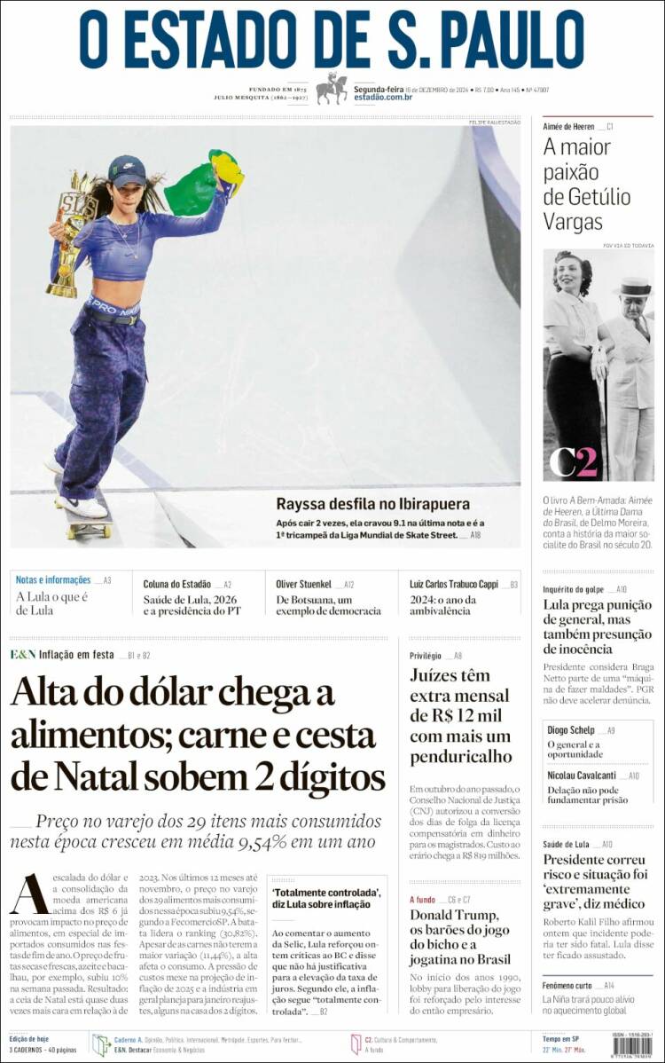Portada de O Estado de São Paulo (Brasil)