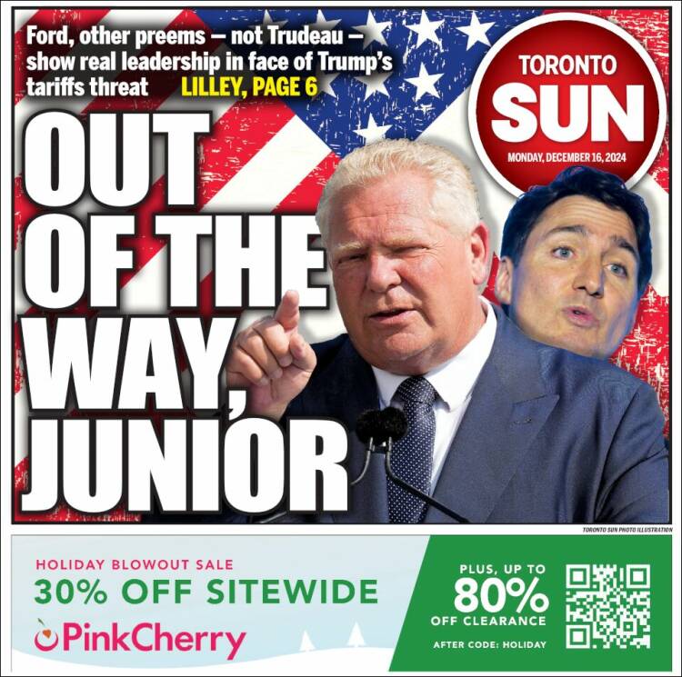 Portada de The Toronto Sun (Canadá)